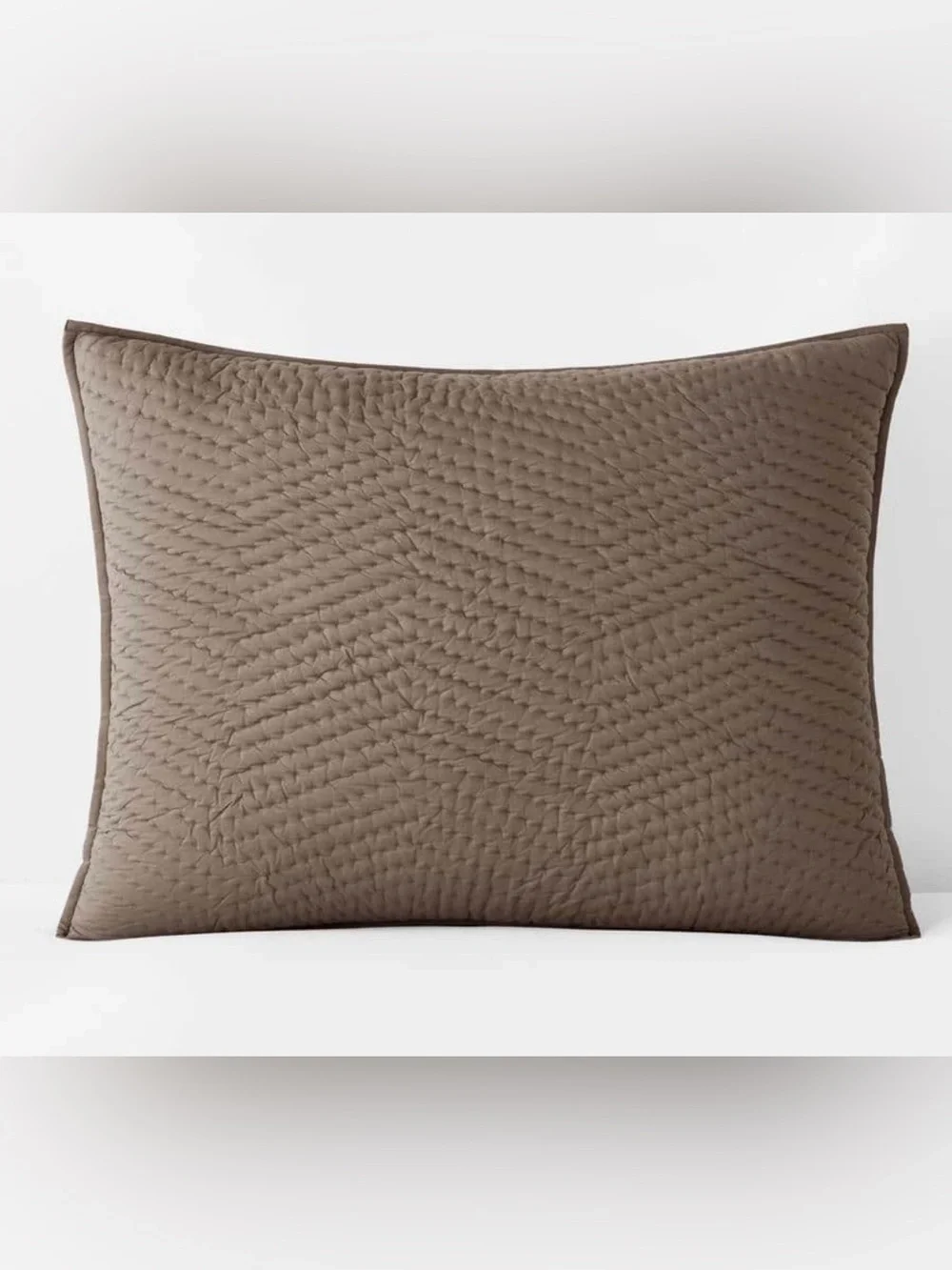 The Company Store Cotton Voile Pillow Sham Cedar Brown Hand Quilted Retail $42